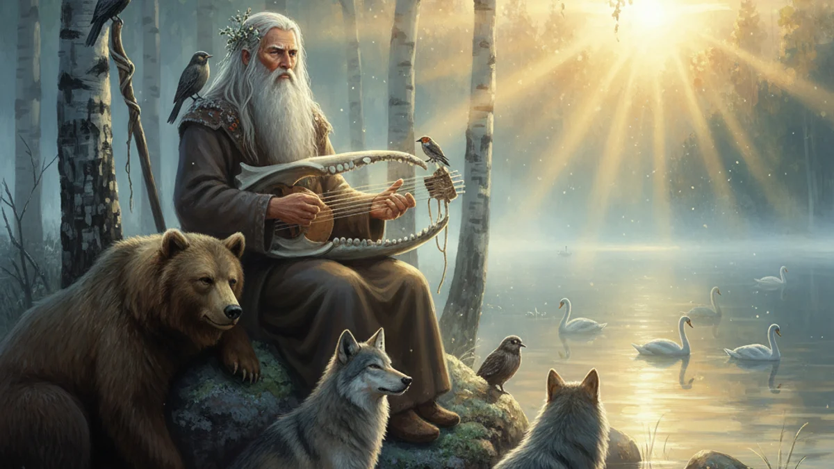 The Kantele's Creation - Kalevala story illustration from Finnish Mythology