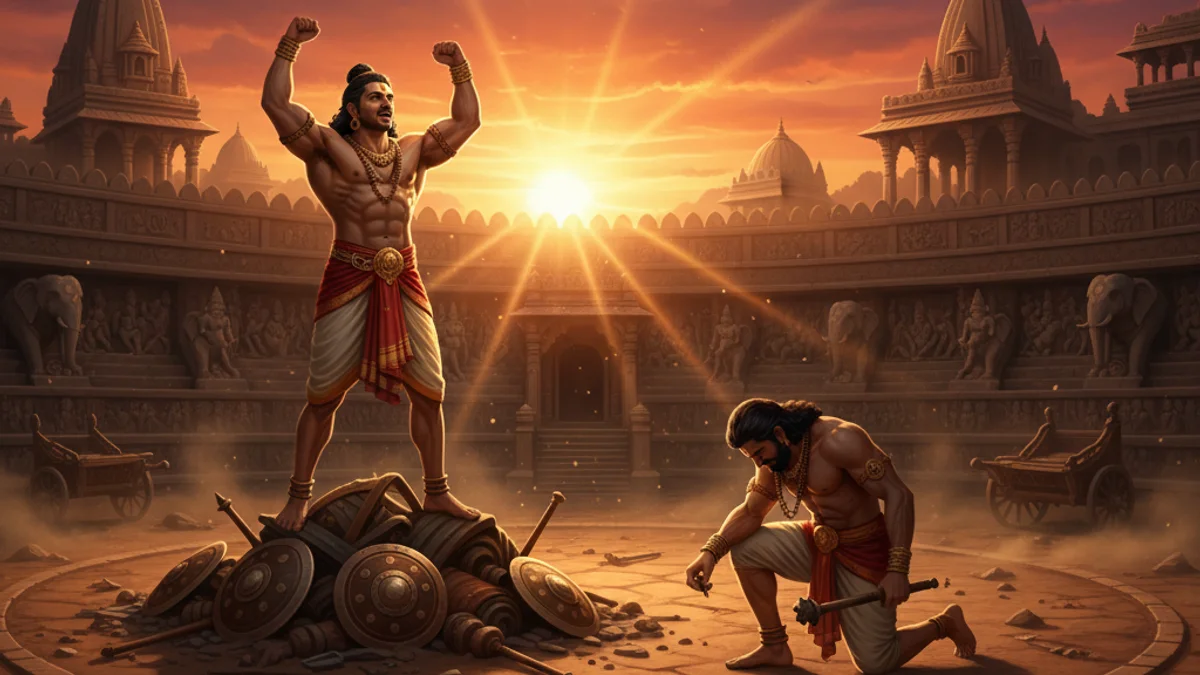 Illustration for The Killing of Jarasandha - a stories from the mahabharata Hindu Epics story with moral lessons