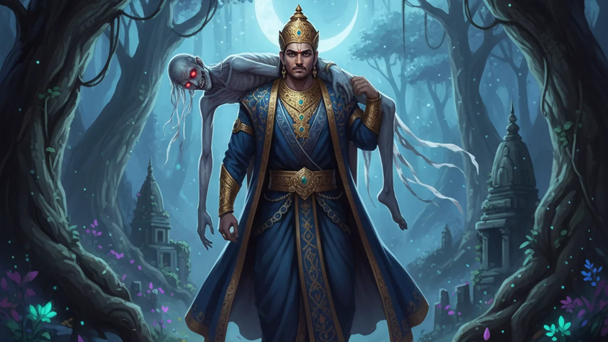 Illustration for The King and the Vampire - a vikram and betaal Indian Story Collections story with moral lessons