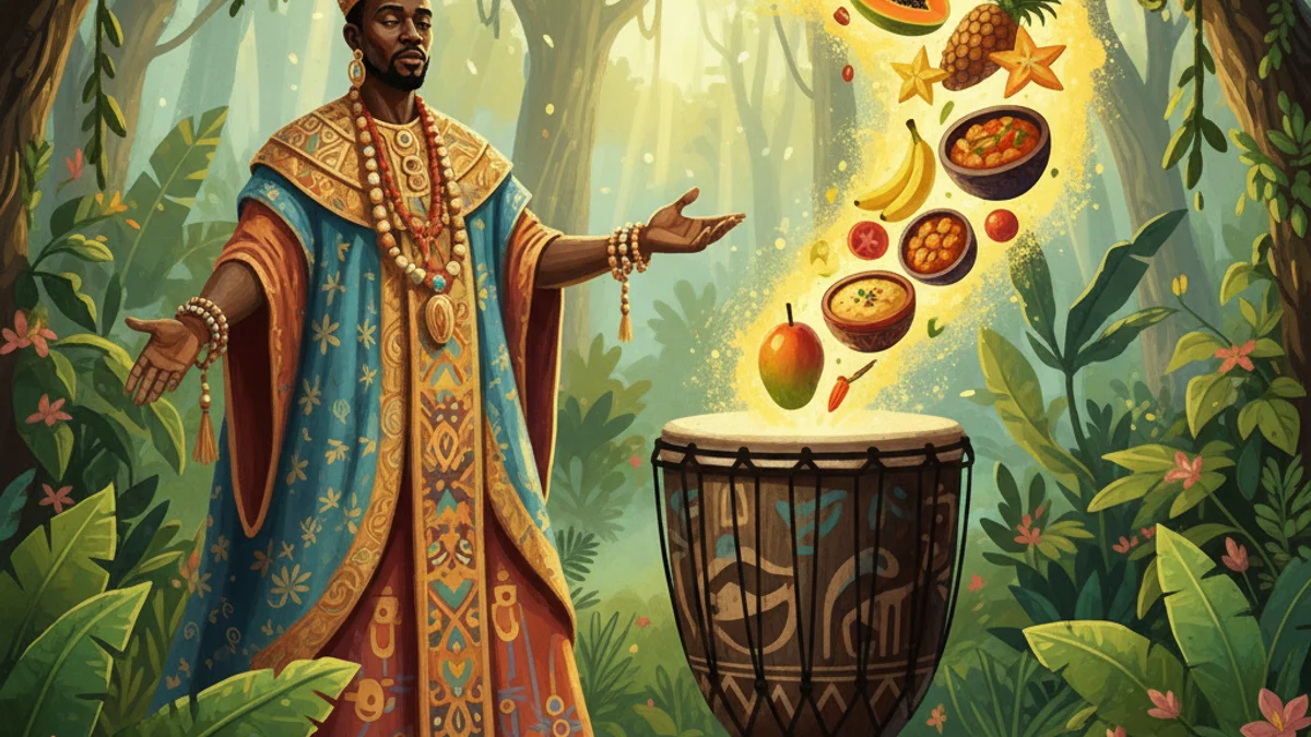 Illustration for The King's Magic Drum - a tribal legends African Folktales story with moral lessons