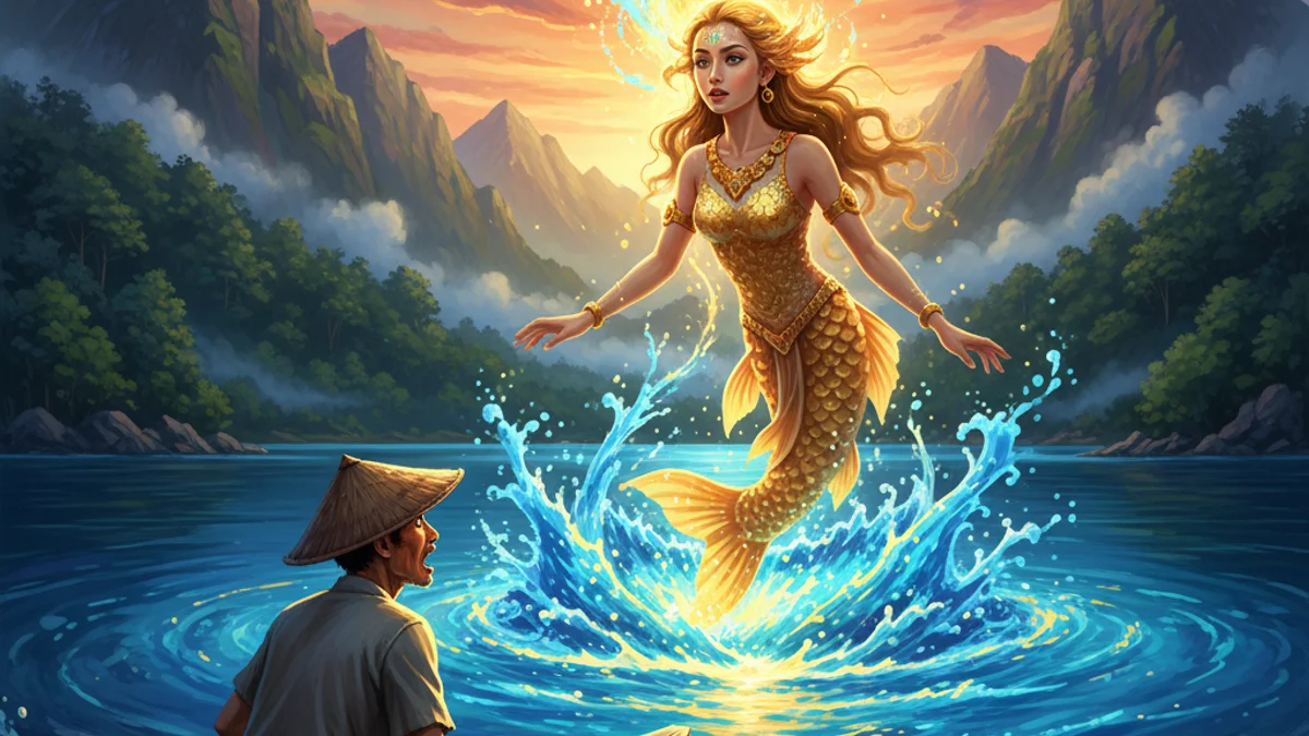 The Legend of Lake Toba - Classic Legends story illustration from Indonesian Folklore