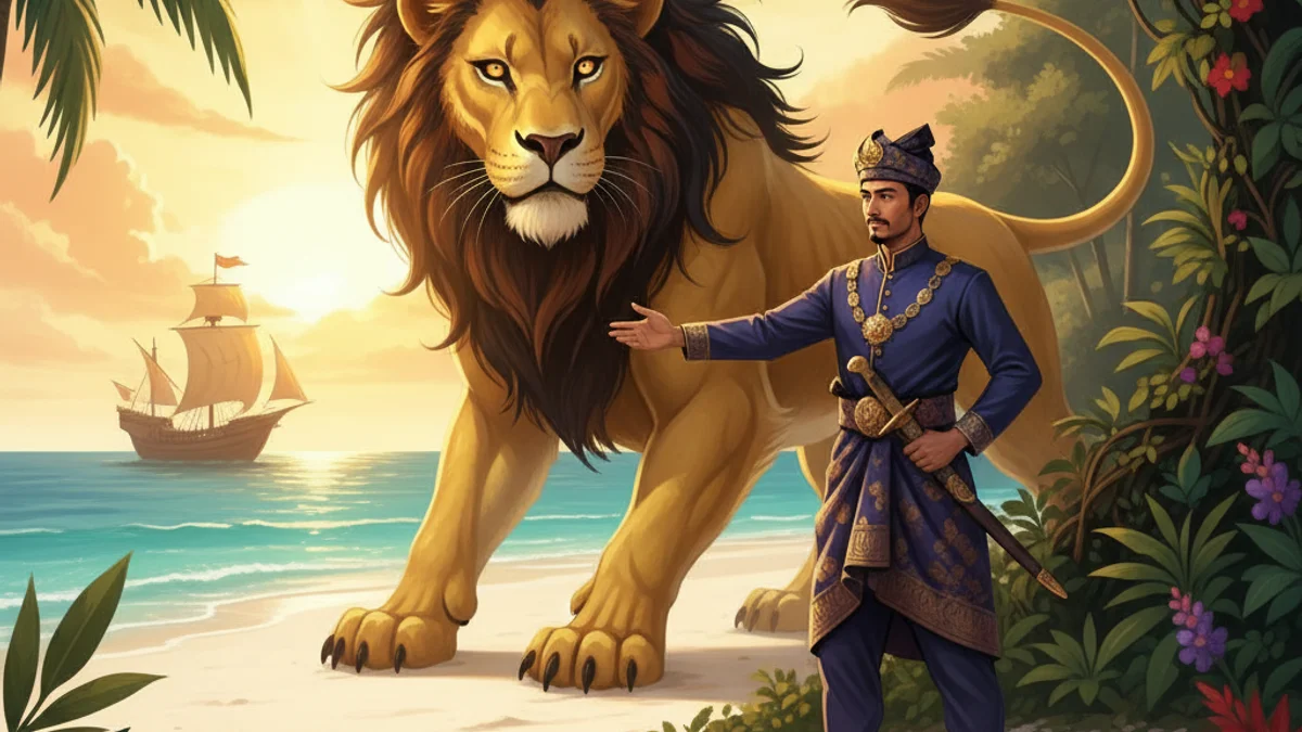 The Legend of Singapura - Singaporean Tales story illustration from Southeast Asian Folklore