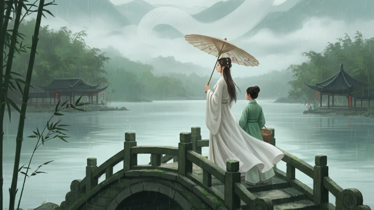 Illustration for The Legend of the White Lady - a additional tales Chinese Legends story with moral lessons