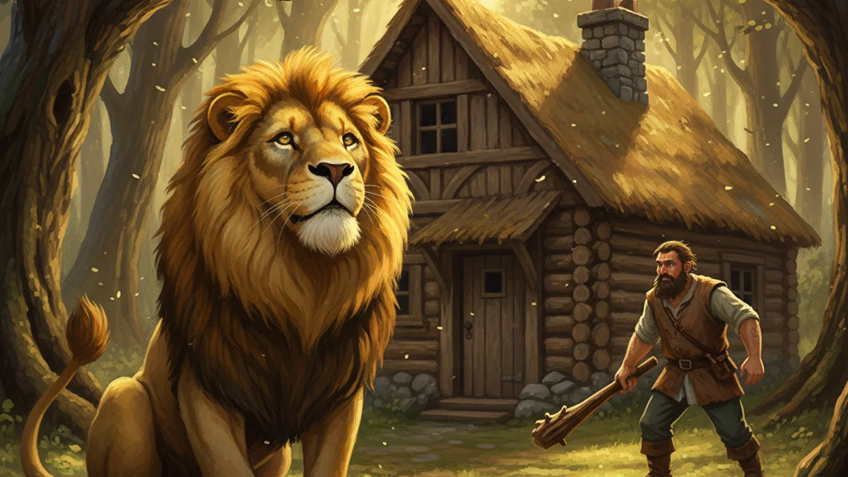 The Lion in Love - Additional Aesop story illustration from Greek Fables