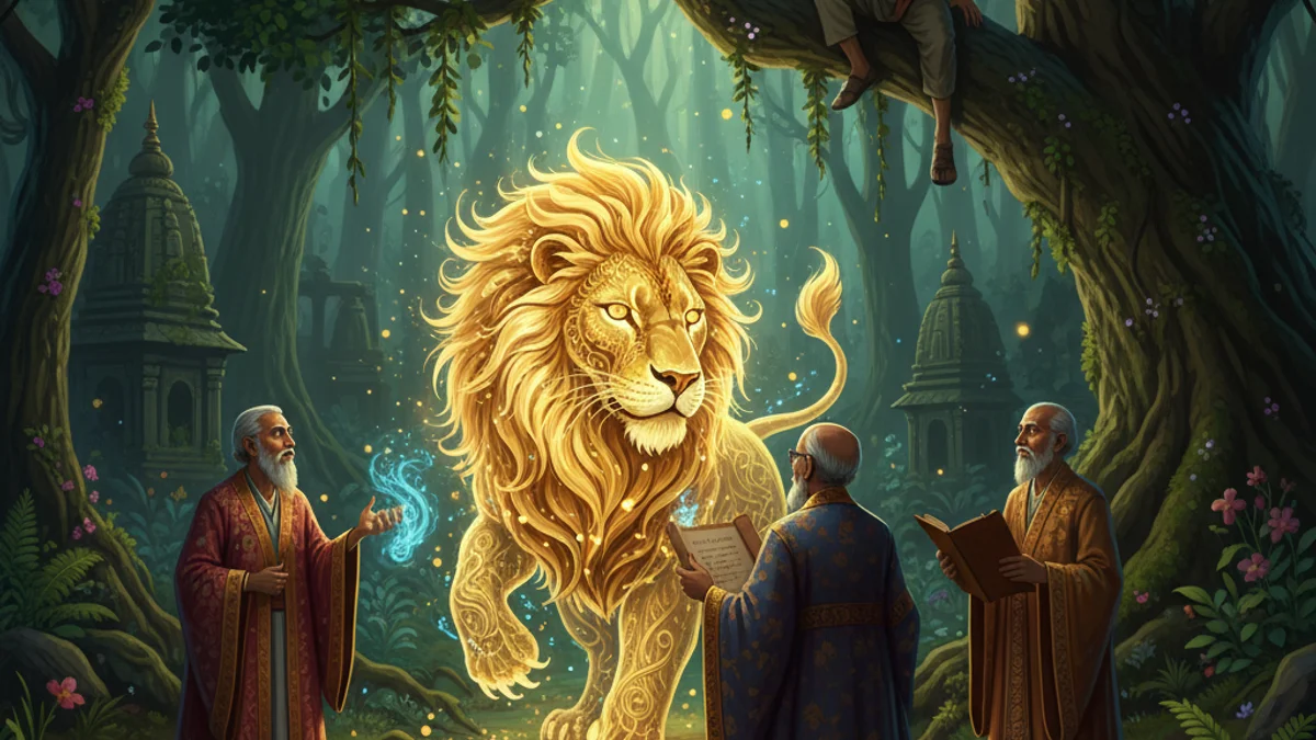 The Lion-Makers - Animal Stories with Life Lessons story illustration from Panchatantra