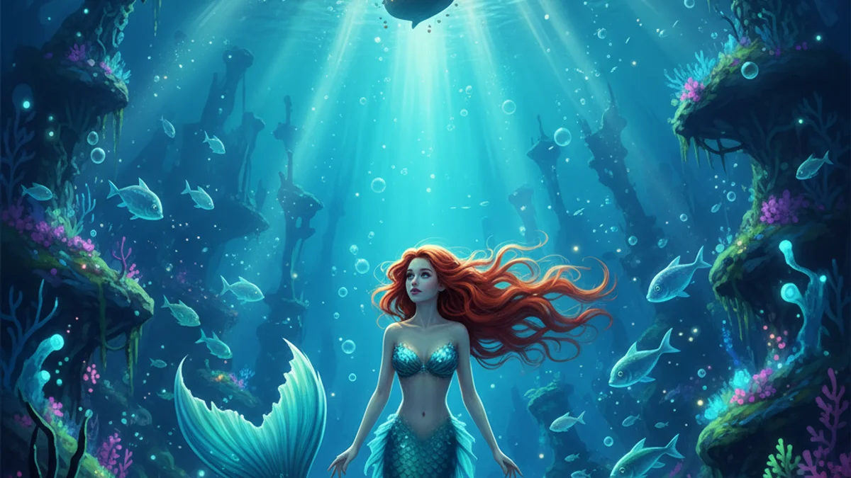 Illustration for The Little Mermaid - a famous fairy tales European Folklore story with moral lessons