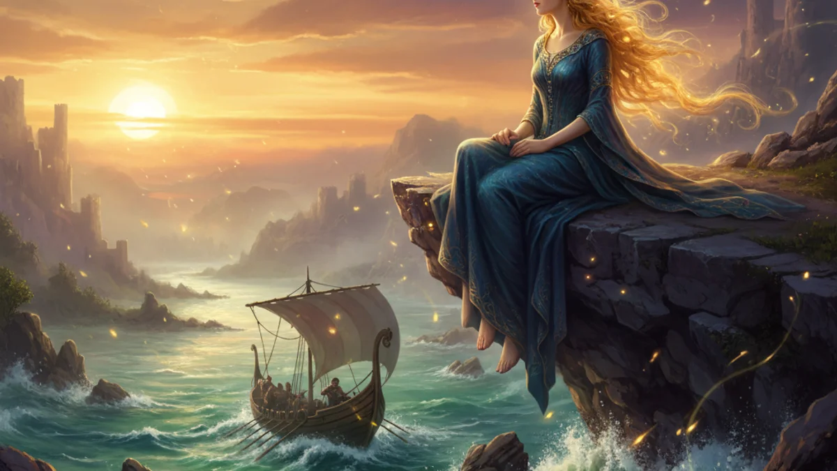 Illustration for The Lorelei Siren - a mermaid tales European Folklore story with moral lessons