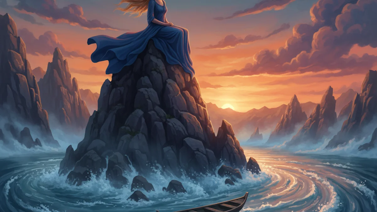 Illustration for The Lorelei - a regional legends German Folklore story with moral lessons