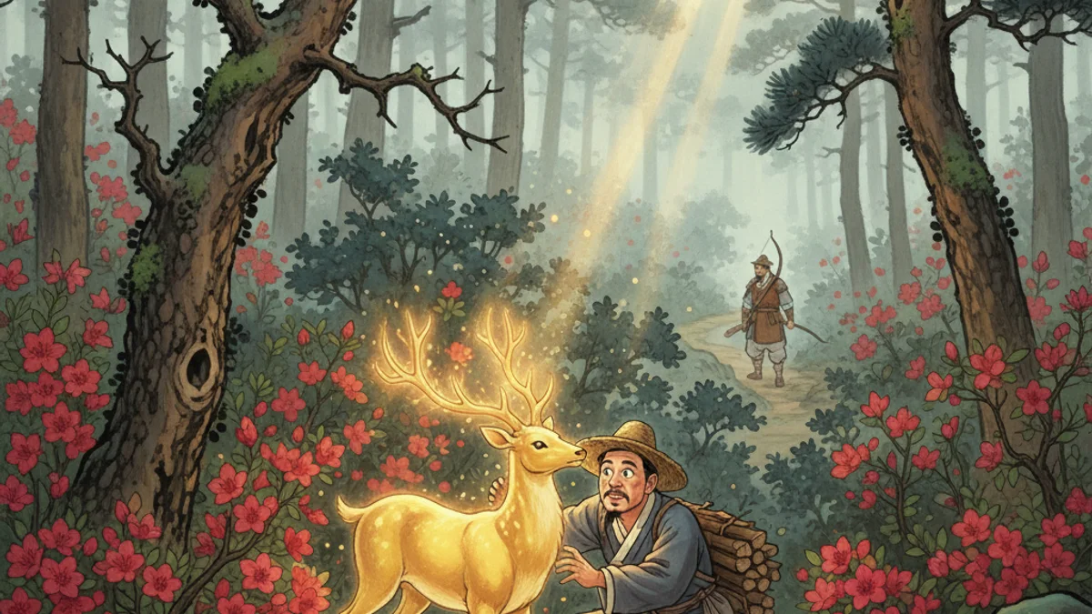 The Magic Deer - Classic Folktales story illustration from Korean Mythology