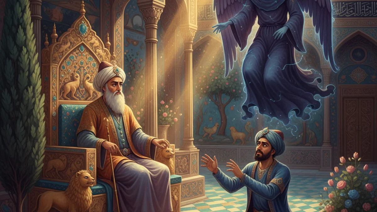 The Man Who Fled from Death - Parables of Rumi story illustration from Sufi Parables