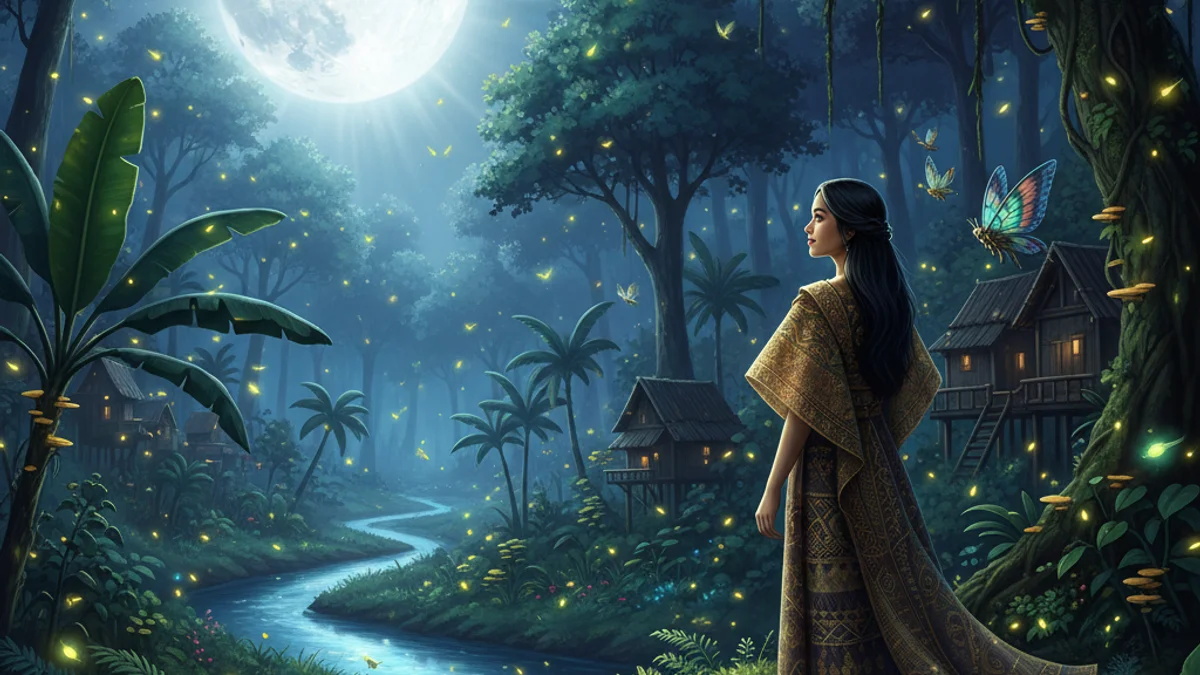 The Manananggal - Creatures and Spirits story illustration from Filipino Mythology