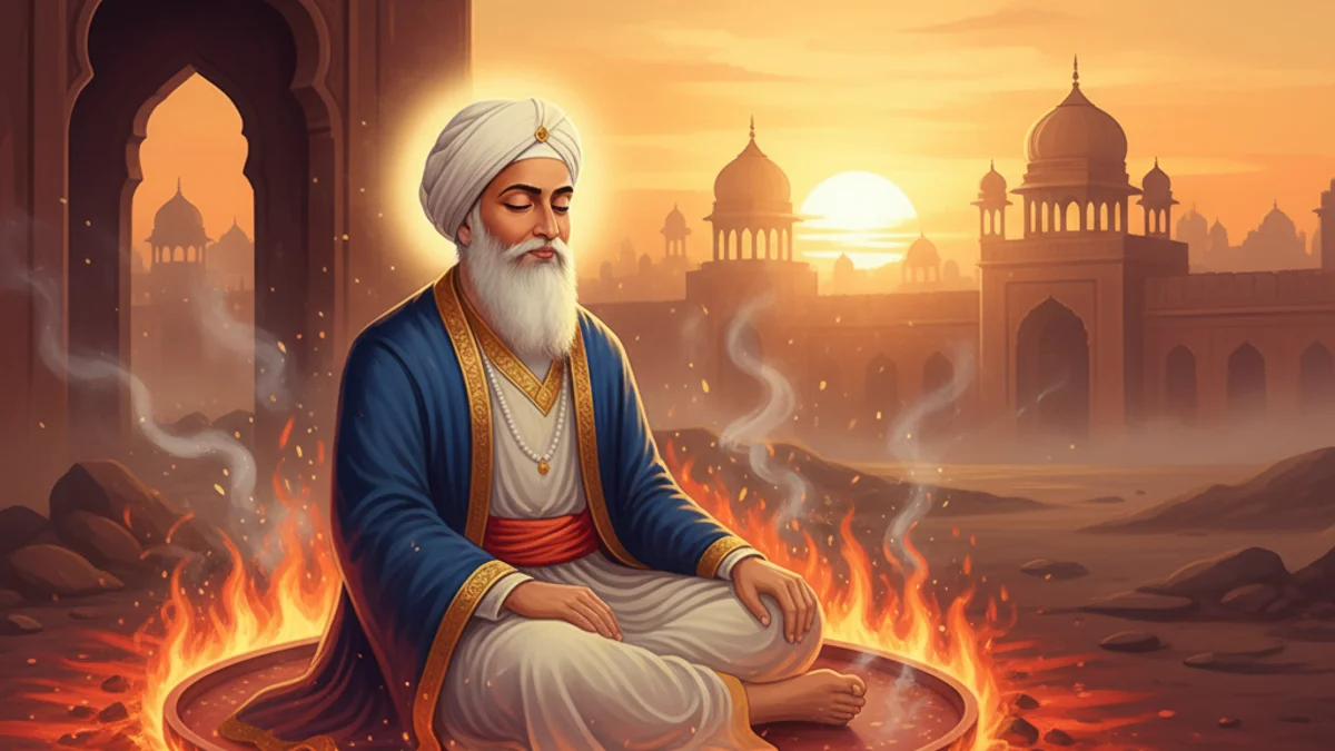 Illustration for The Martyrdom of Guru Arjan - a stories of sikh gurus Sikh Saakhis story with moral lessons