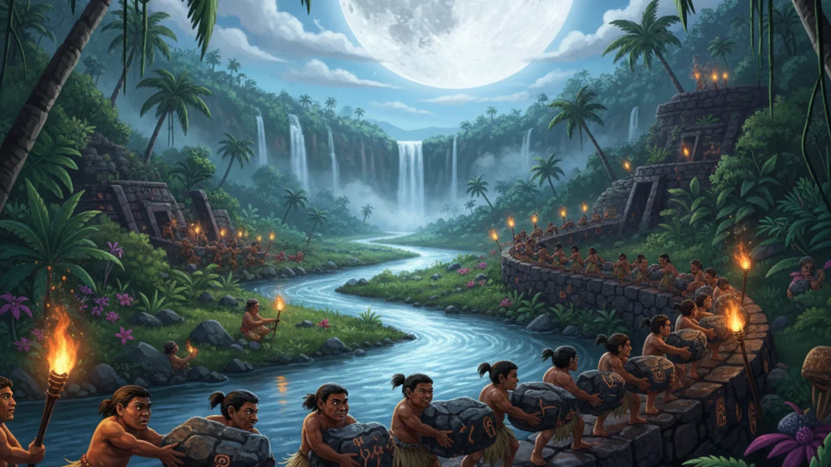 The Menehune Little People - Hawaiian Myths story illustration from Polynesian Mythology