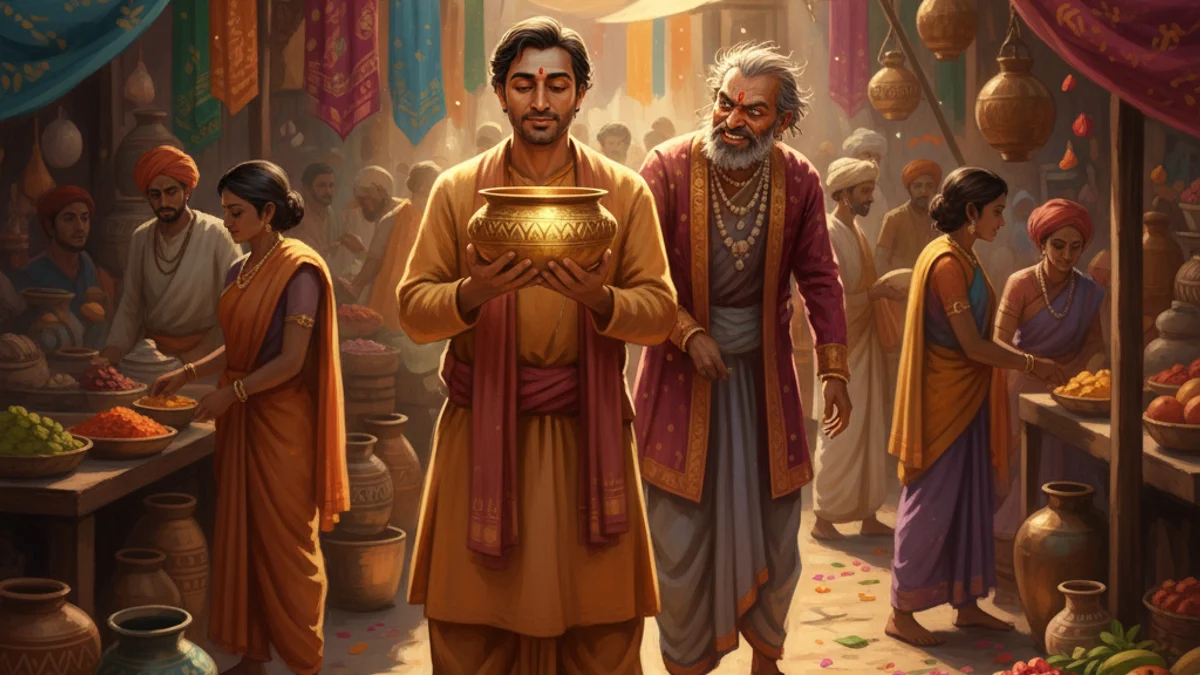 The Merchant of Seri - Stories of Buddha's Past Lives story illustration from Buddhist Jataka Tales