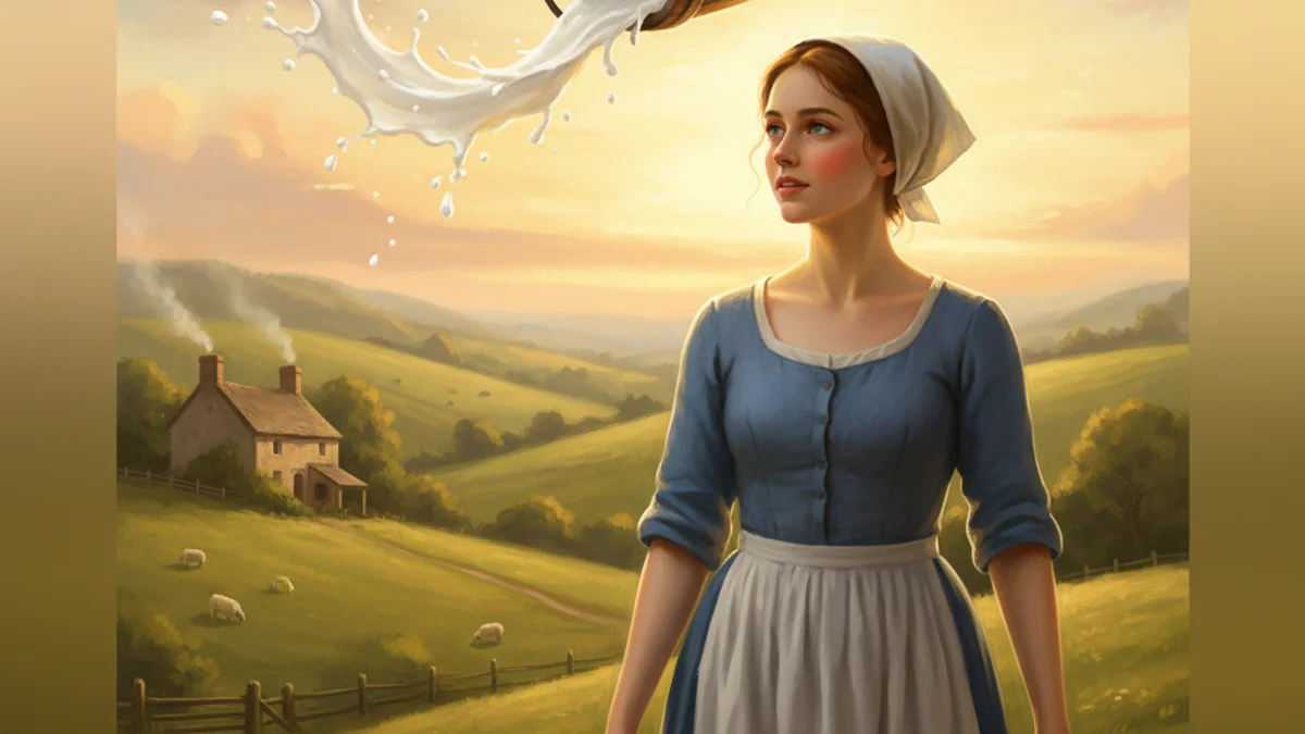 The Milkmaid and Her Pail - Aesop's Fables Extended story illustration from Moral Fables