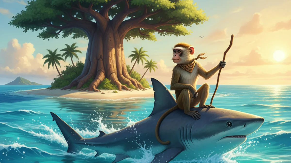 Illustration for The Monkey's Heart - a swahili tales East African Folklore story with moral lessons