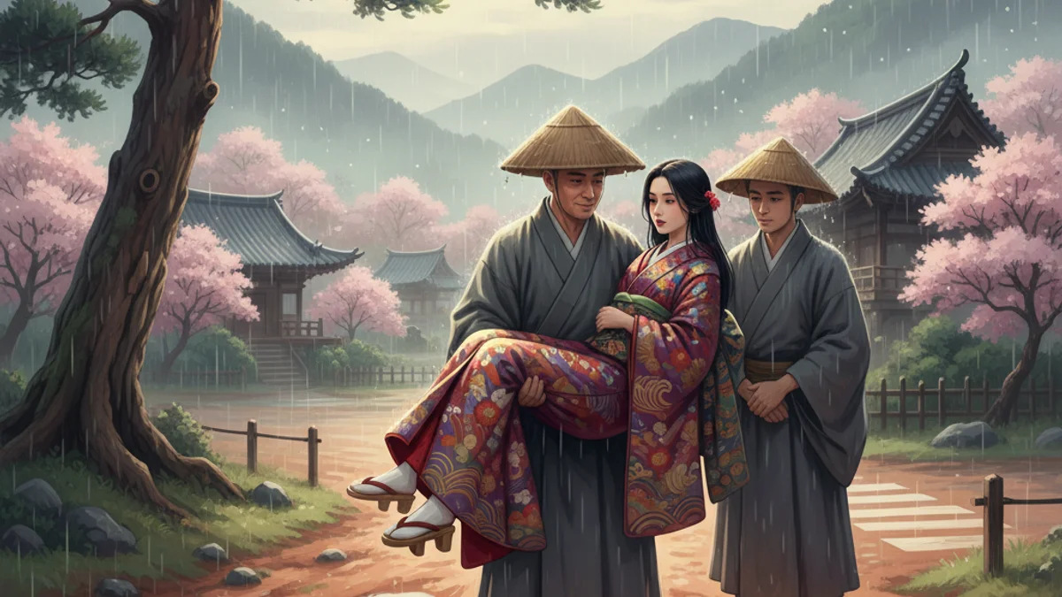 Illustration for The Muddy Road - a zen stories Zen Stories story with moral lessons