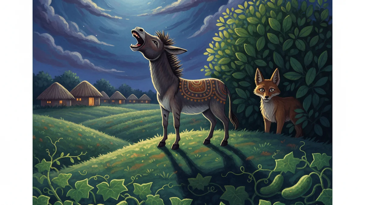 The Musical Donkey - Animal Stories with Life Lessons story illustration from Panchatantra