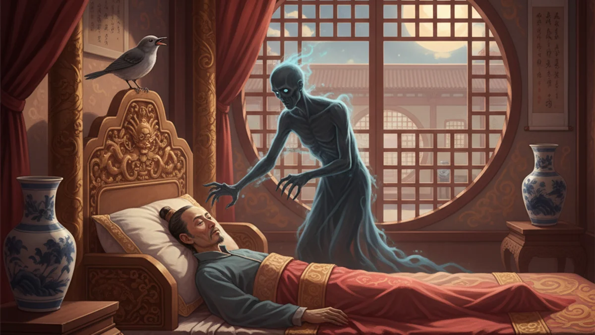 Illustration for The Nightingale - a famous fairy tales European Folklore story with moral lessons