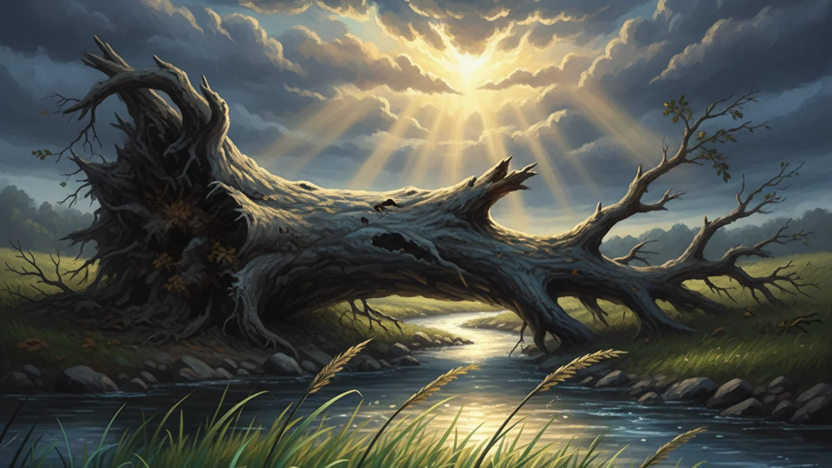 Illustration for The Oak and the Reed - a aesop's fables extended Moral Fables story with moral lessons