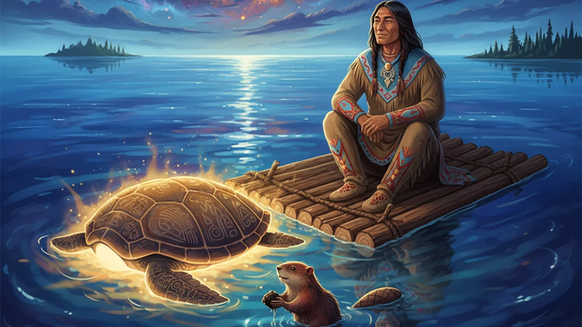 The Ojibwe Flood - Flood Myths story illustration from Cross-Cultural Themes
