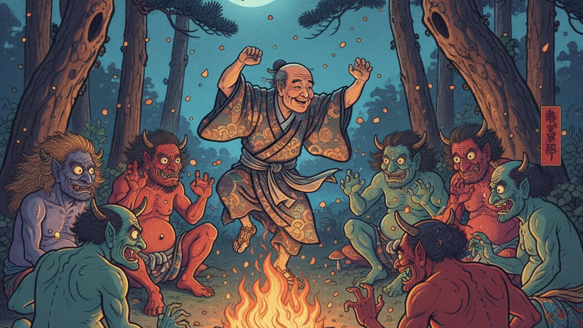 The Old Man with the Wen - Classic Folktales story illustration from Japanese Folklore