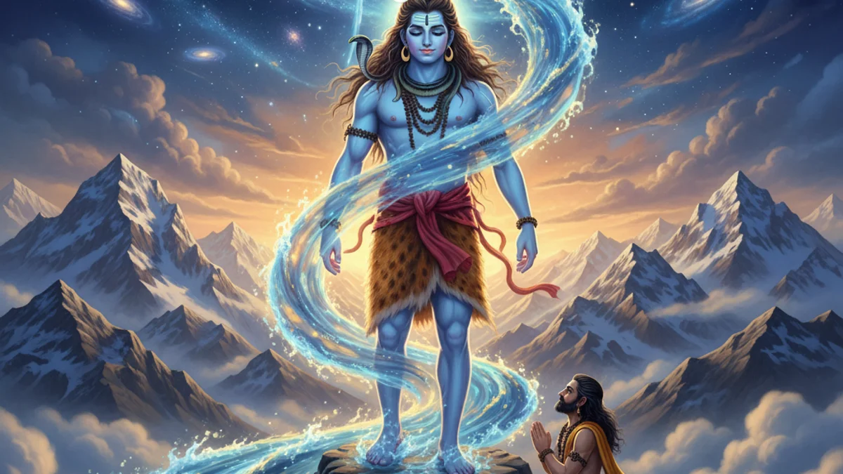 The Origin of Ganga - Stories of Vishnu and Shiva story illustration from Hindu Puranas