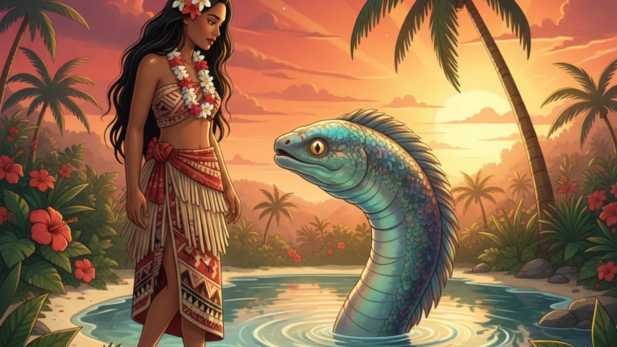 The Origin of the Coconut - Tales story illustration from Samoan Mythology