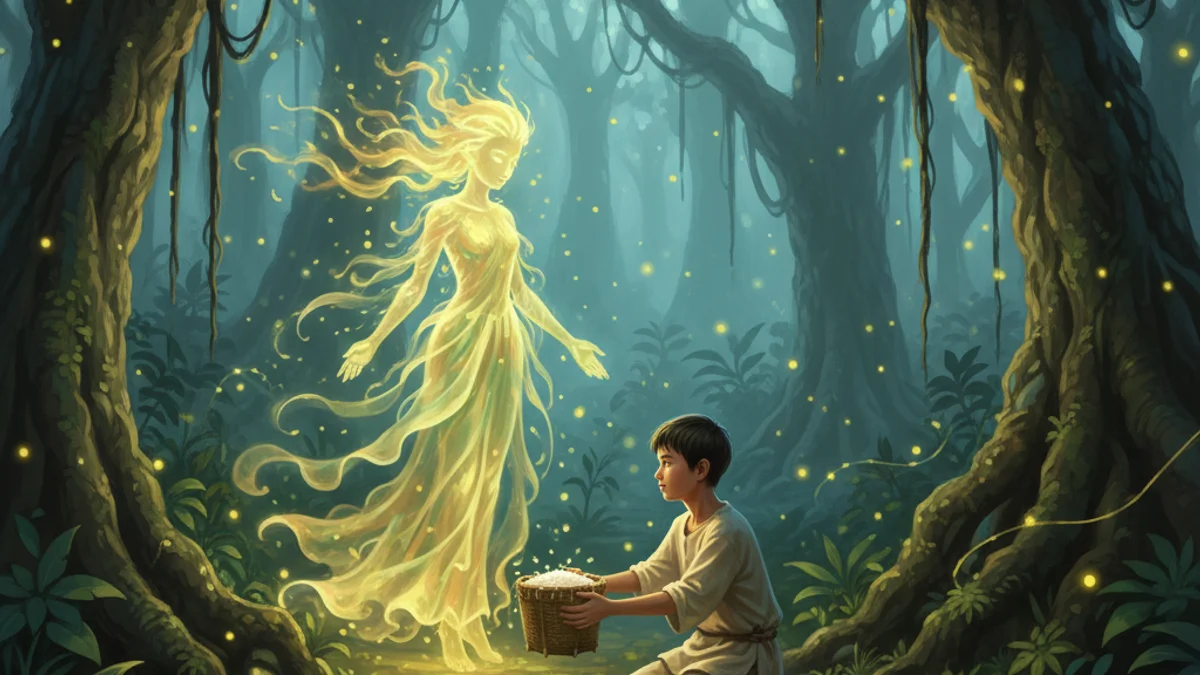 The Orphan and the Spirit - Laotian Tales story illustration from Southeast Asian Folklore