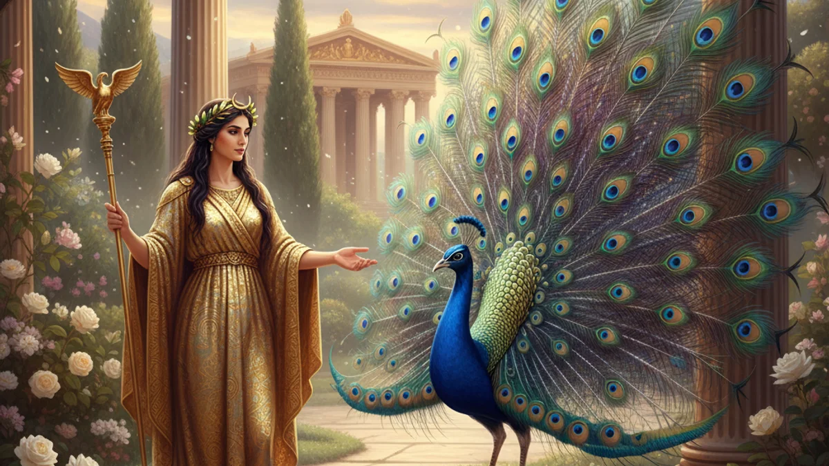 The Peacock and Juno - Aesop's Fables Extended story illustration from Moral Fables