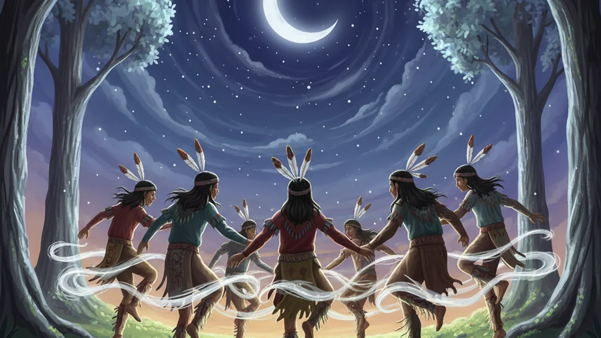 Illustration for The Pleiades - a creation stories Native American Legends story with moral lessons