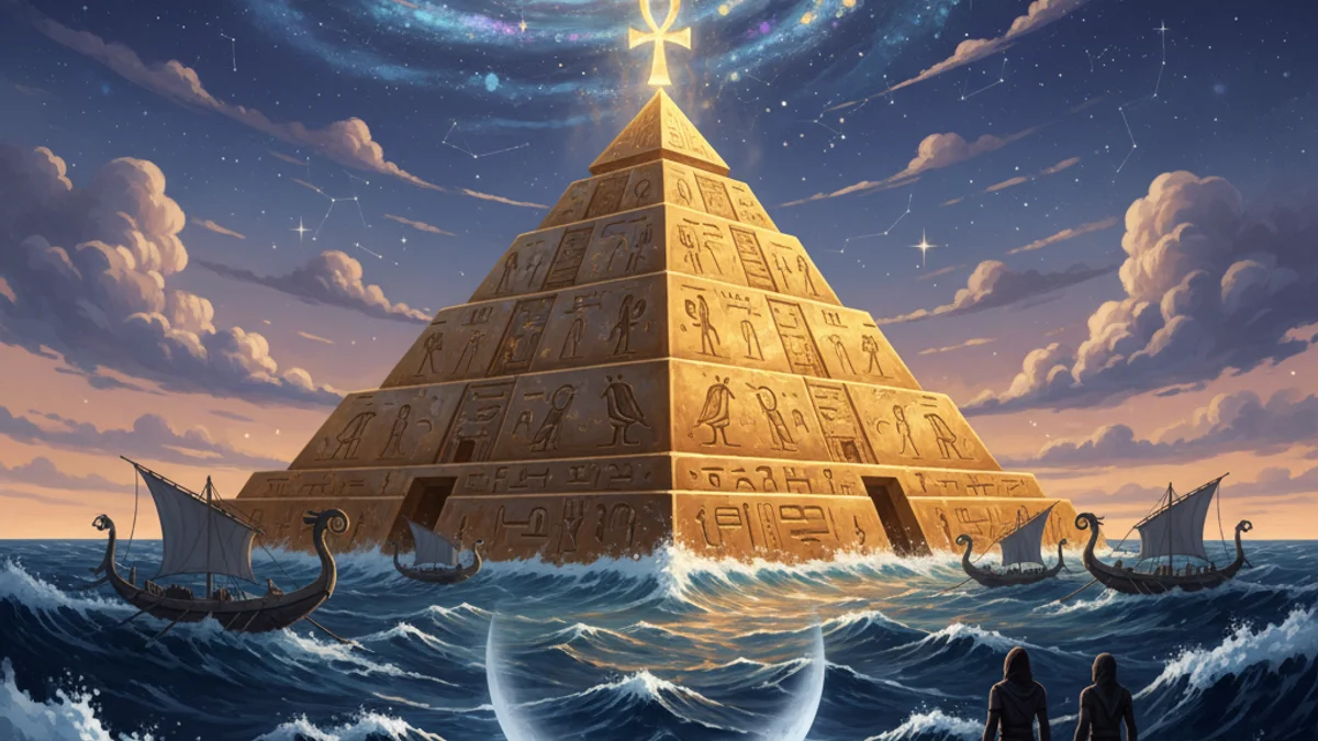 Illustration for The Primeval Mound - a creation myths Egyptian Mythology story with moral lessons
