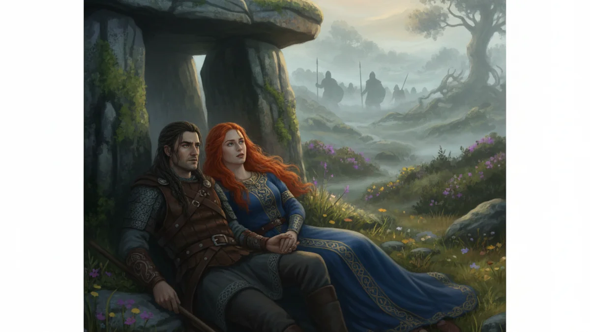 Illustration for The Pursuit of Diarmuid and Gráinne - a famous legends Celtic Myths story with moral lessons