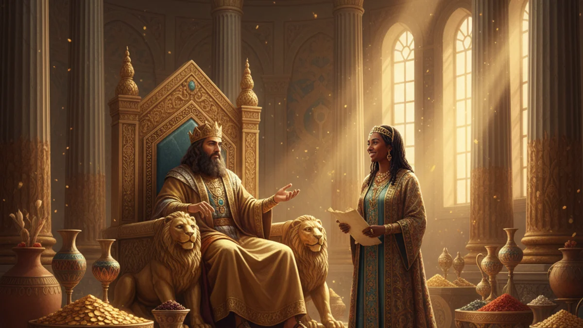 The Queen of Sheba's Visit - Classic Tales story illustration from Ethiopian Folklore