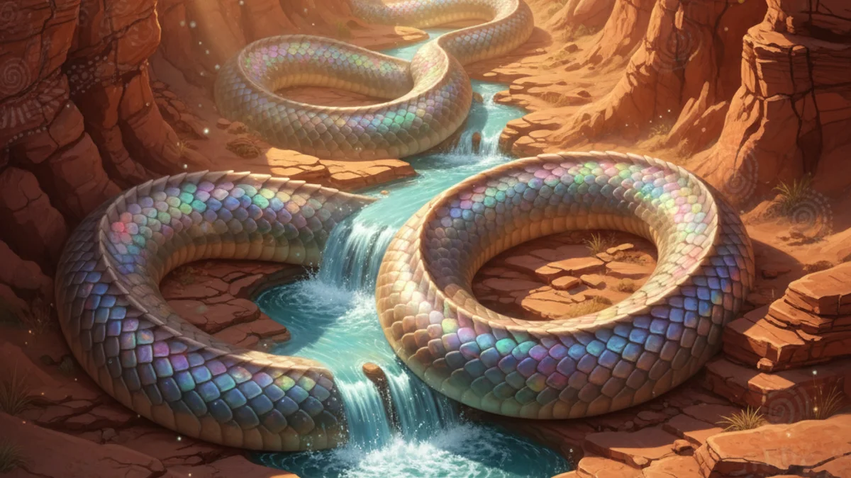 The Rainbow Serpent - Dreamtime Stories story illustration from Australian Aboriginal