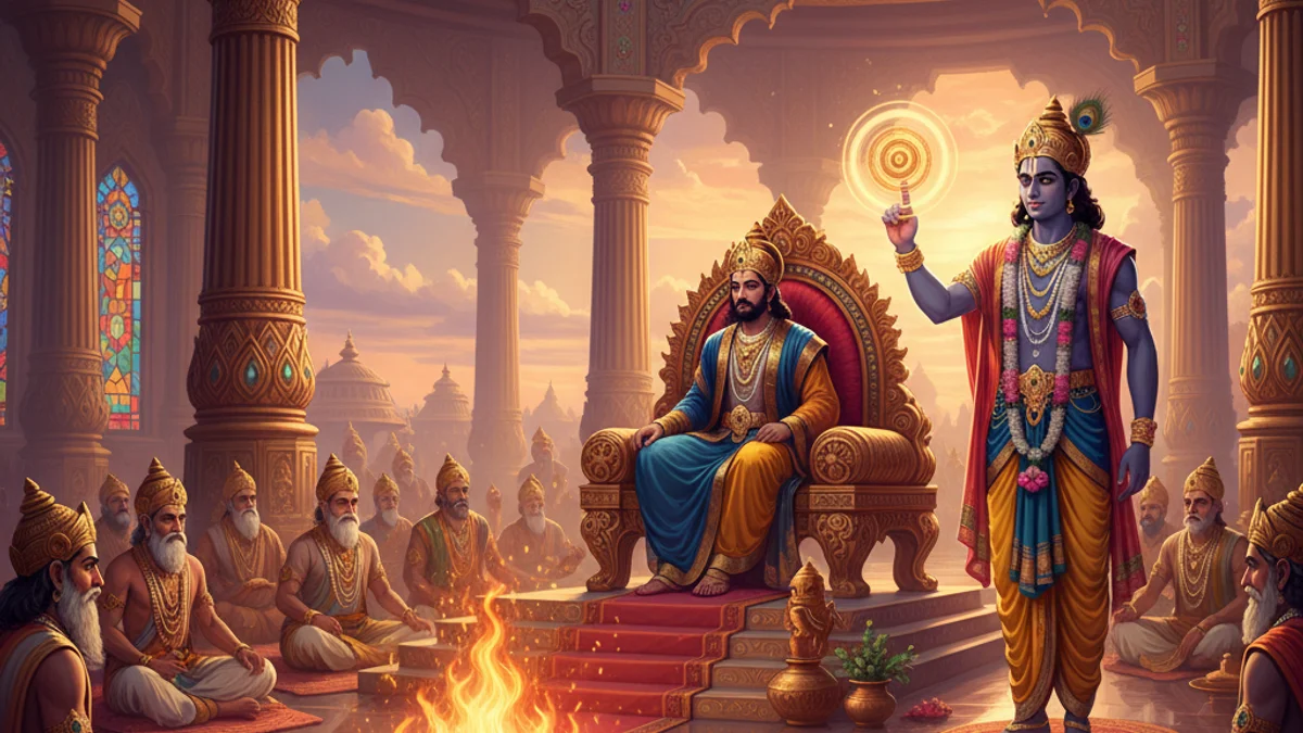 Illustration for The Rajasuya Sacrifice - a stories from the mahabharata Hindu Epics story with moral lessons