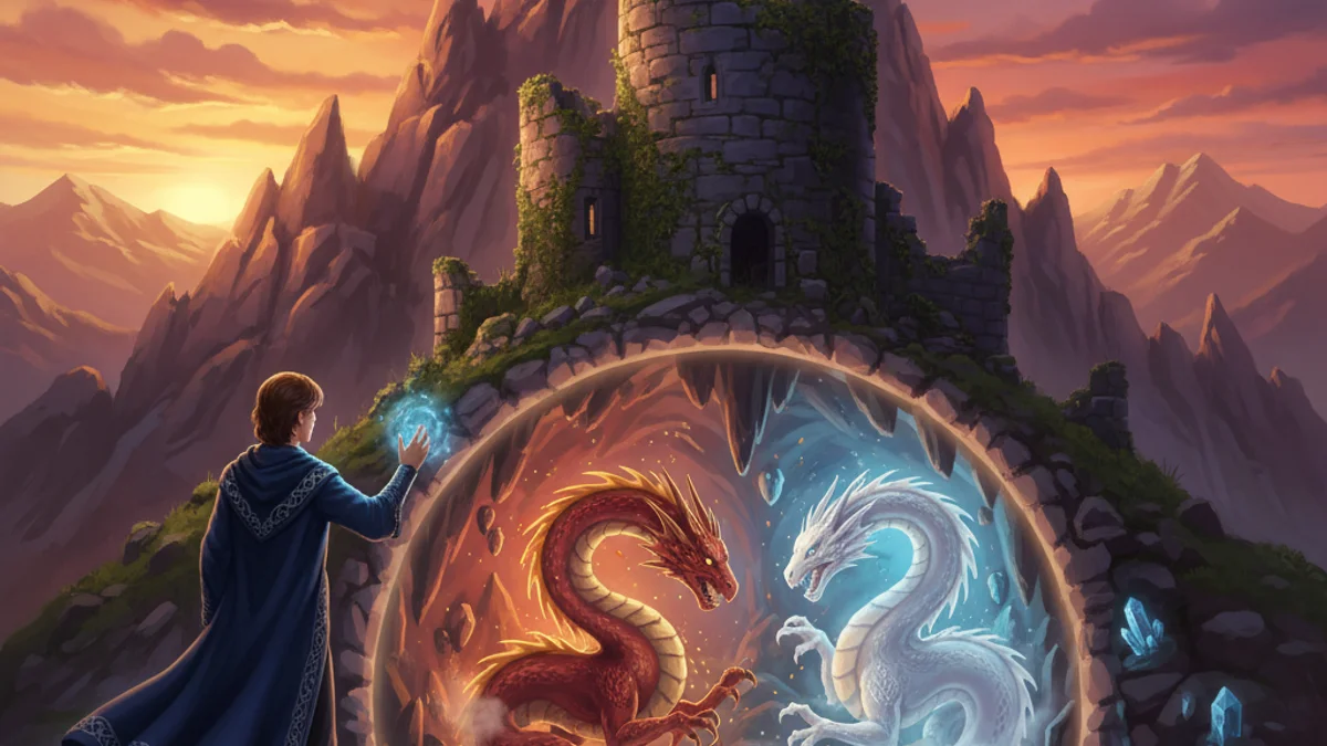 Illustration for The Red Dragon of Wales - a welsh legends Celtic Myths story with moral lessons