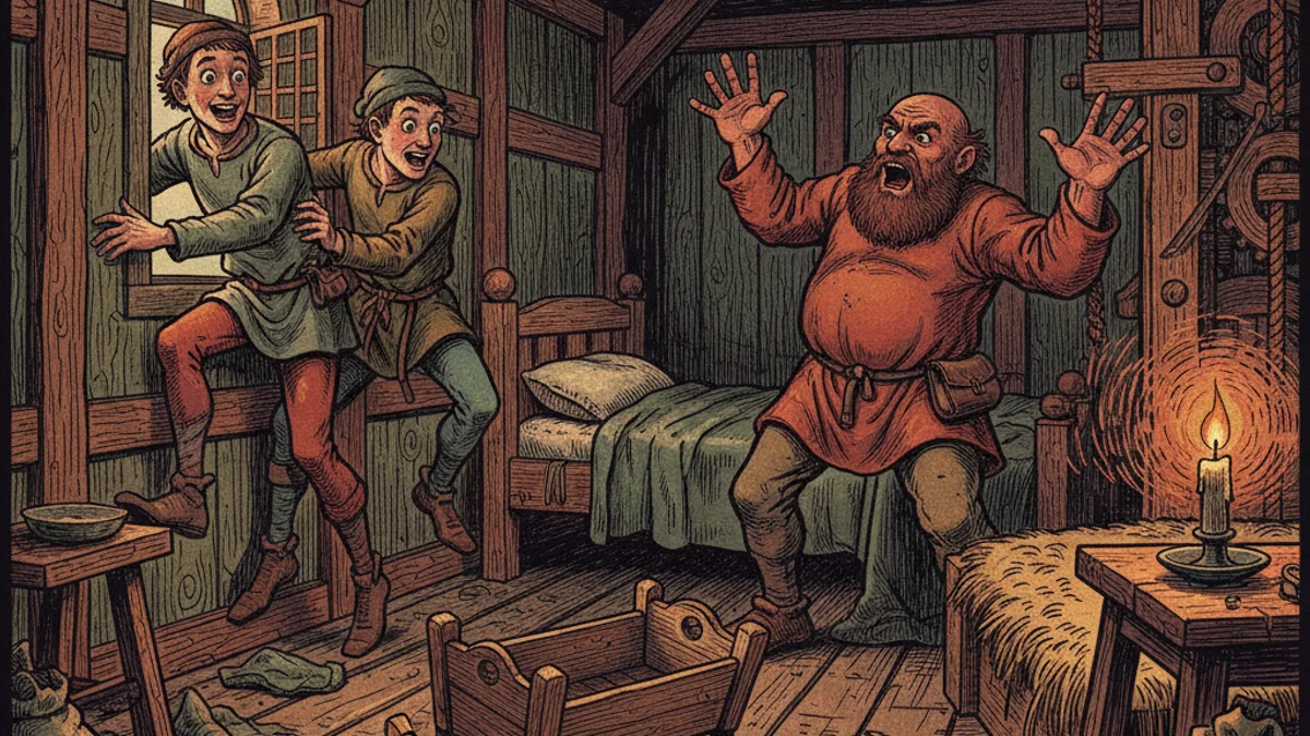 Illustration for The Reeve's Tale - a fabliaux Medieval Tales story with moral lessons