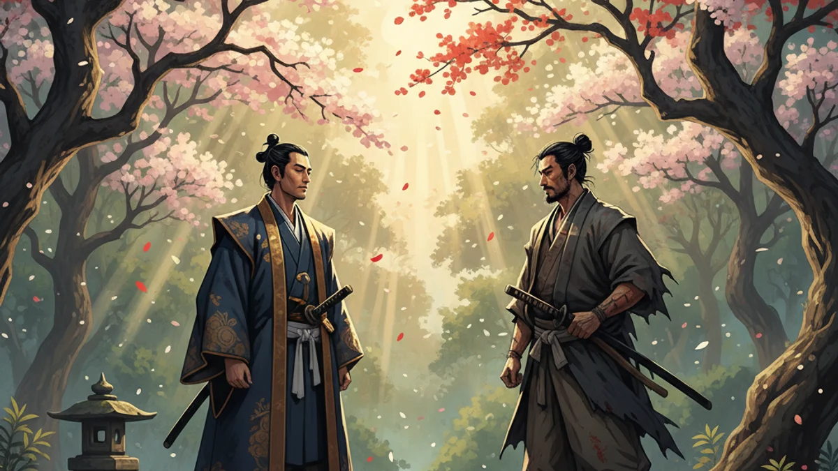 Illustration for The Samurai and the Tea Ceremony - a tales of bushido Japanese Samurai Legends story with moral lessons