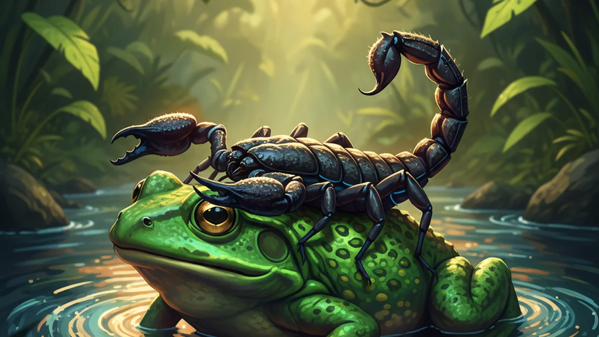 The Scorpion and the Frog - Teaching Stories story illustration from World Wisdom Tales