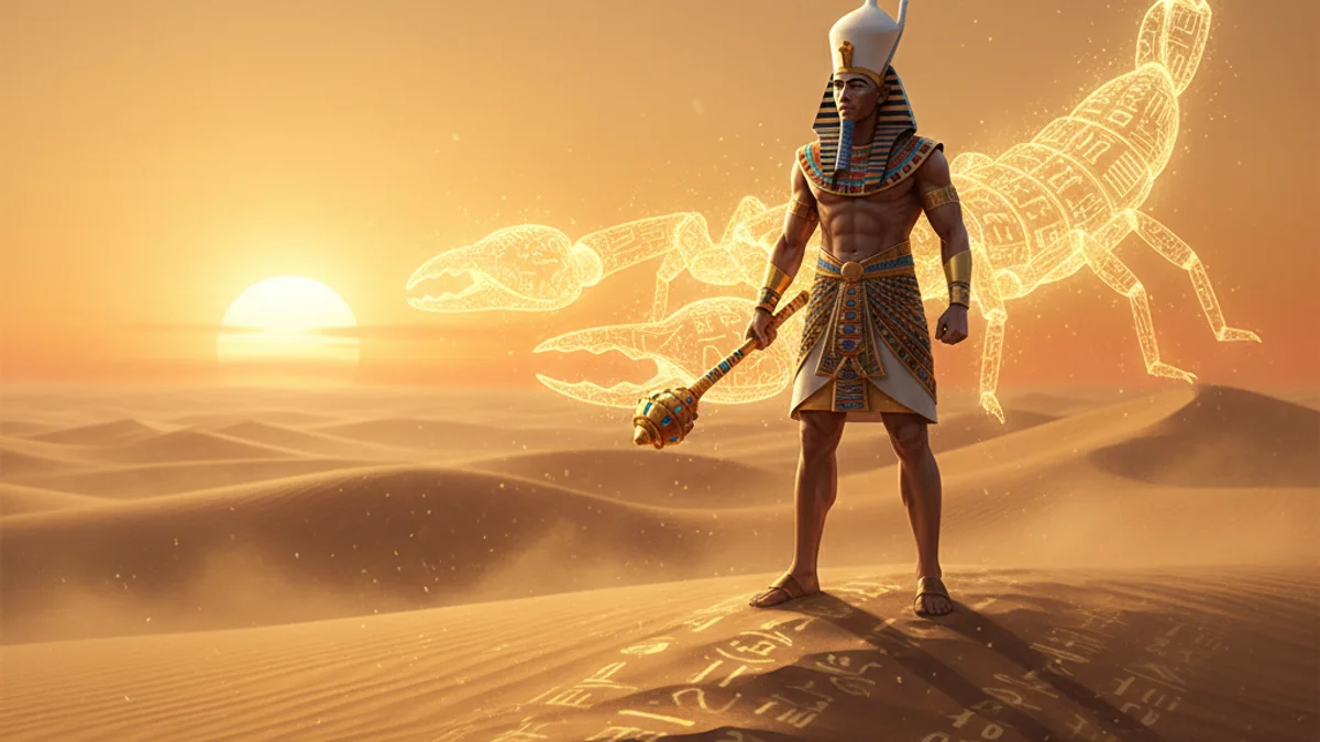 Illustration for The Scorpion King - a pharaoh legends Egyptian Mythology story with moral lessons