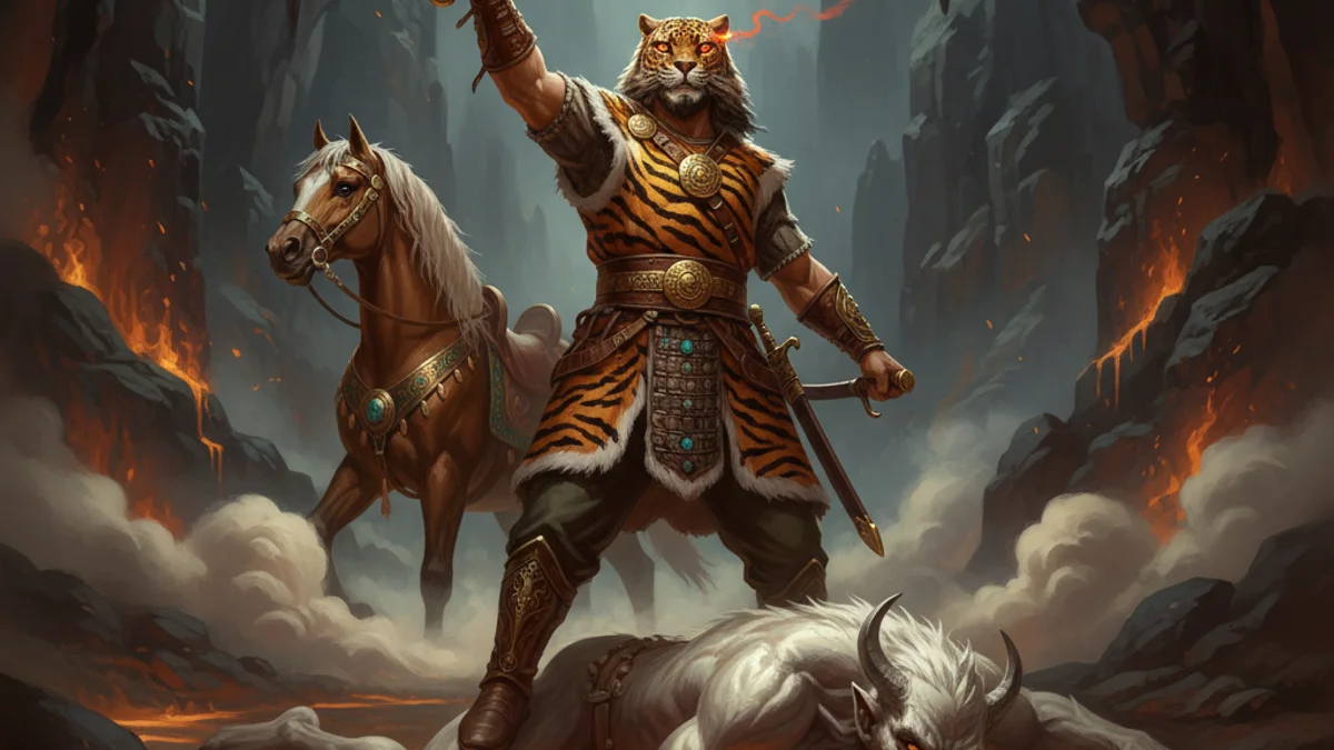 Illustration for The Seven Labors of Rustam - a shahnameh heroes Persian Mythology story with moral lessons