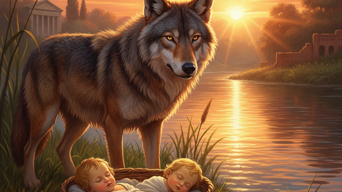 Illustration for The She-Wolf of Rome - a founding legends Roman Mythology story with moral lessons