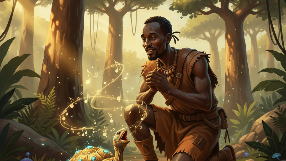 Illustration for The Singing Tortoise - a tribal legends African Folktales story with moral lessons
