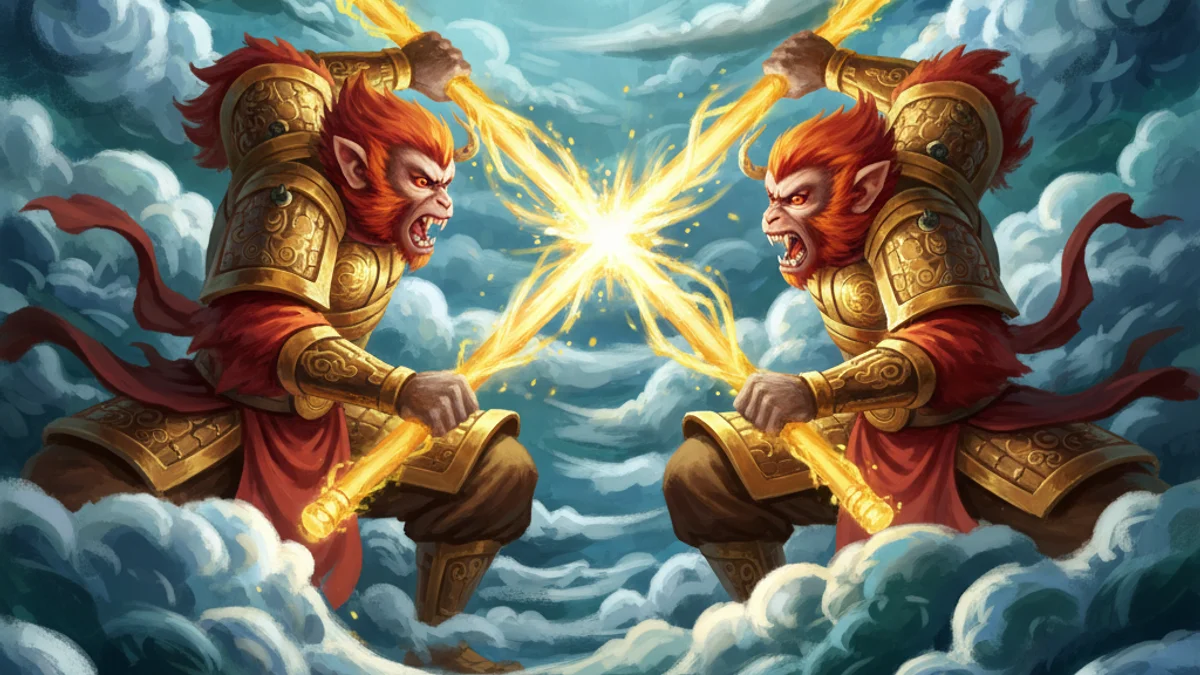 The Six-Eared Macaque - Journey to the West story illustration from Chinese Legends