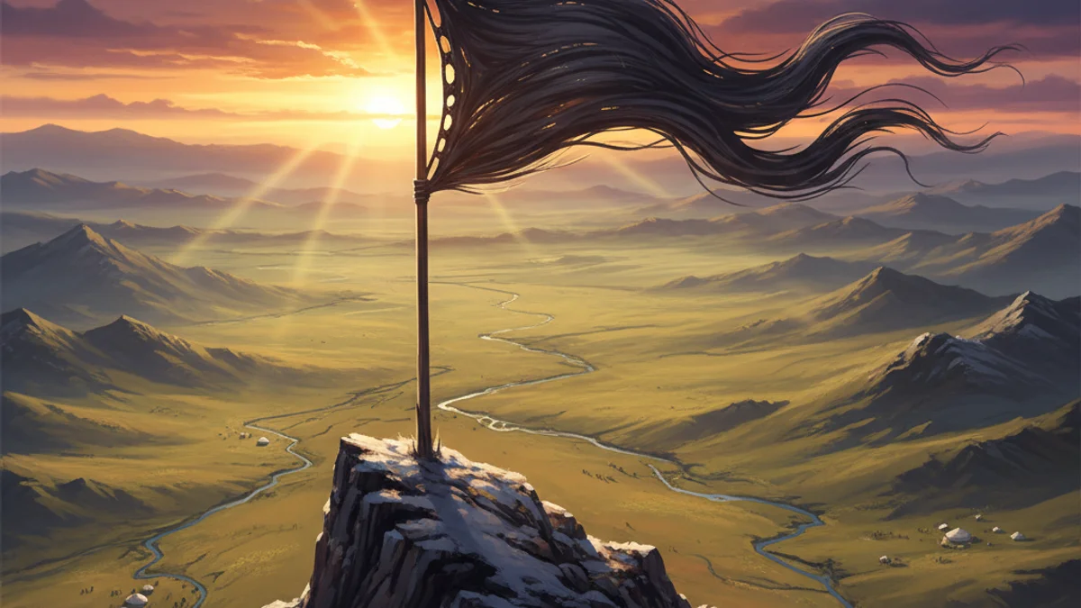 Illustration for The Spirit Banner - a folklore of genghis khan Mongolian Epics story with moral lessons