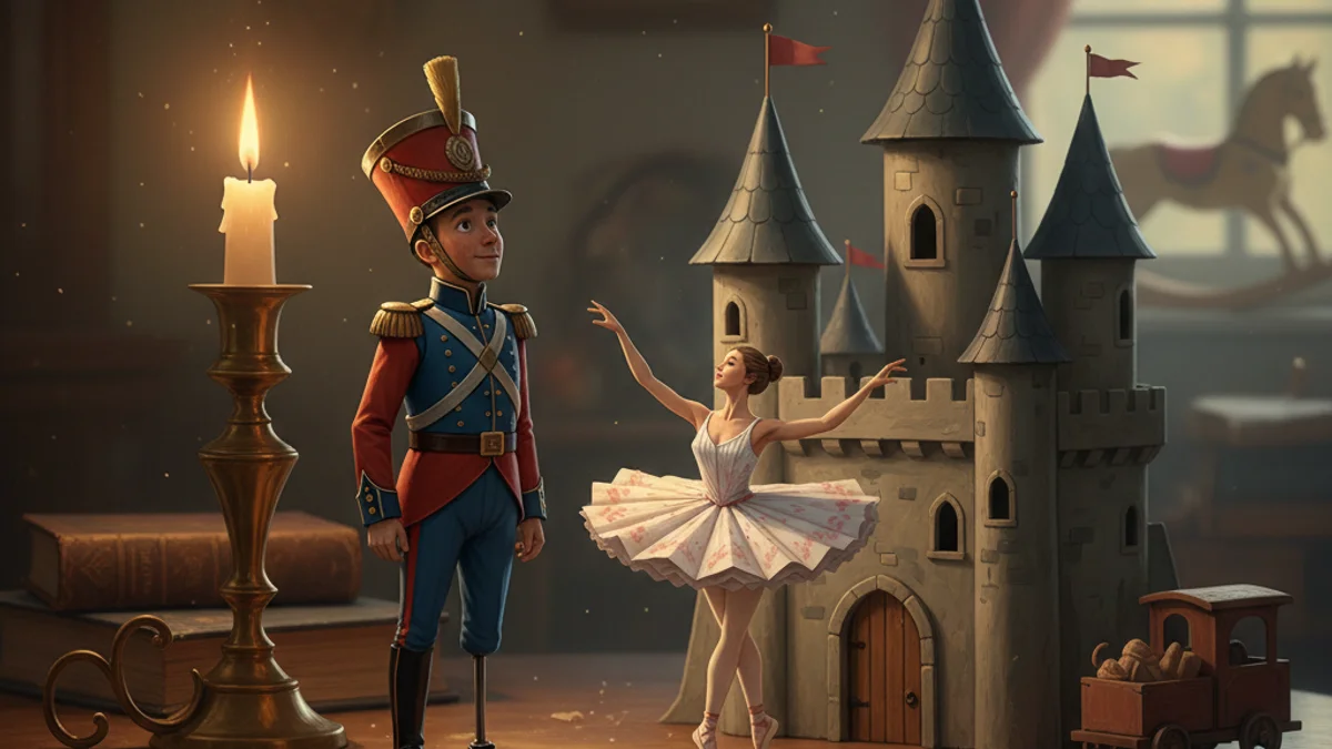 Illustration for The Steadfast Tin Soldier - a famous fairy tales European Folklore story with moral lessons