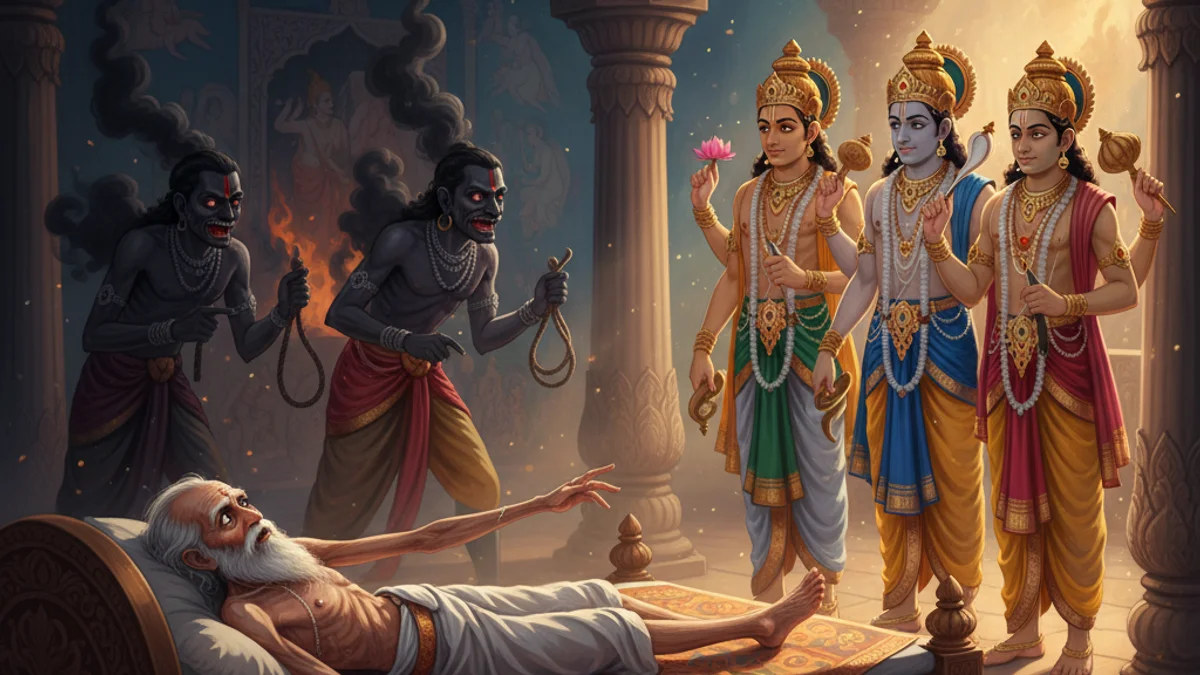 Illustration for The Story of Ajamila - a tales from the bhagavata purana Hindu Puranas story with moral lessons