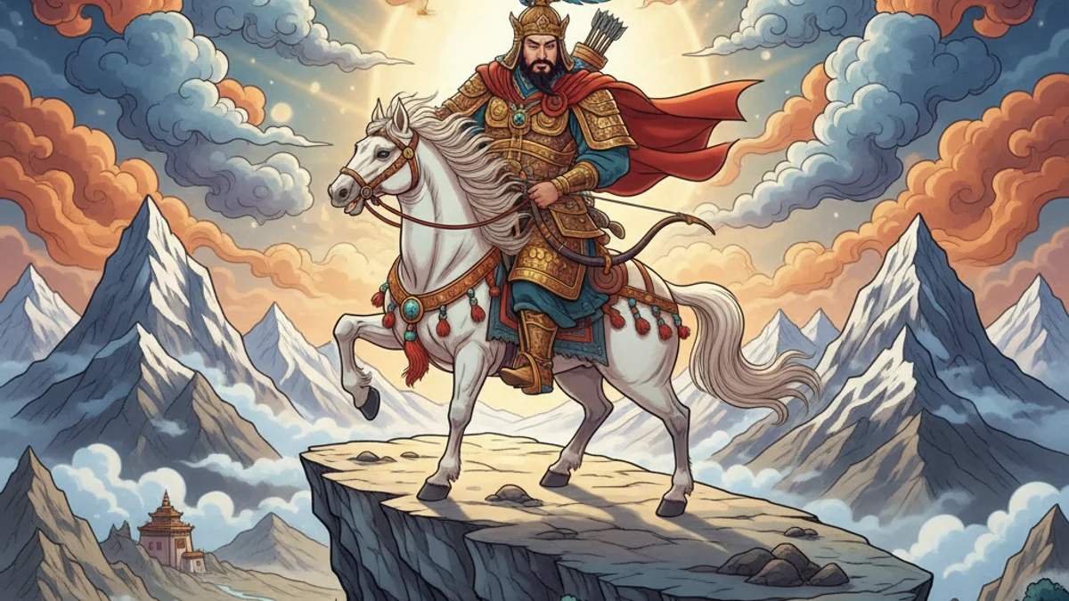 The Story of Gesar - Buddhist Tales story illustration from Tibetan Folklore