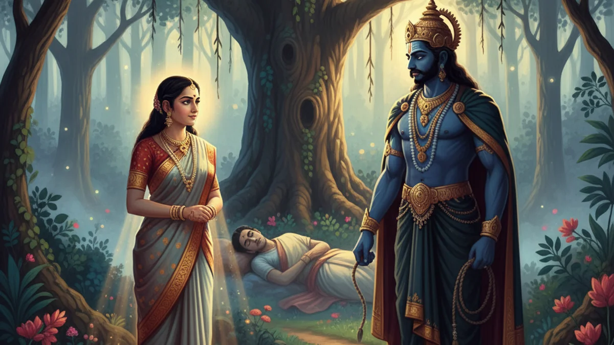 Illustration for The Story of Savitri - a stories from the mahabharata Hindu Epics story with moral lessons